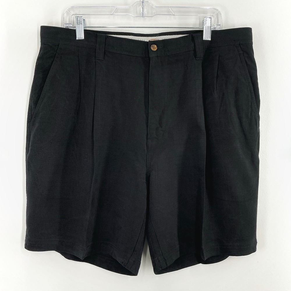 Tommy‎ Bahama Silk Pleated Shorts Men's 38 Black Tropical Resort Casual Luxury